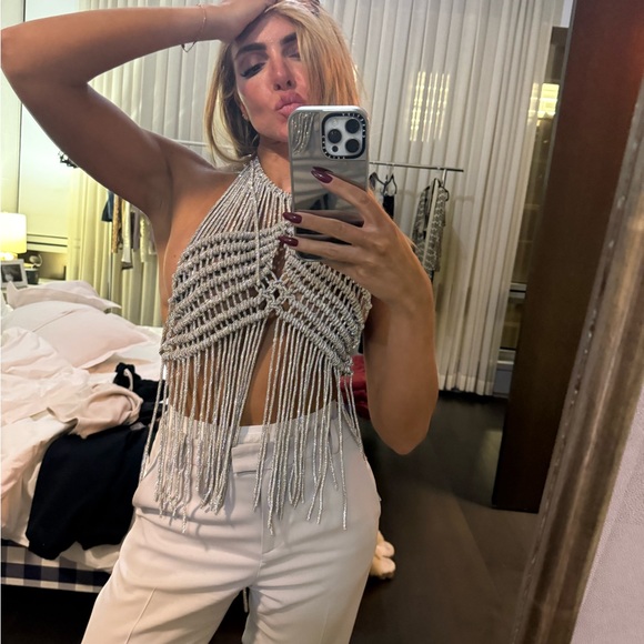 GIUSEPPE DI MORABITO FRINGE TOP IN SILVER NEVER WORN ONE SIZE - Picture 9 of 12
